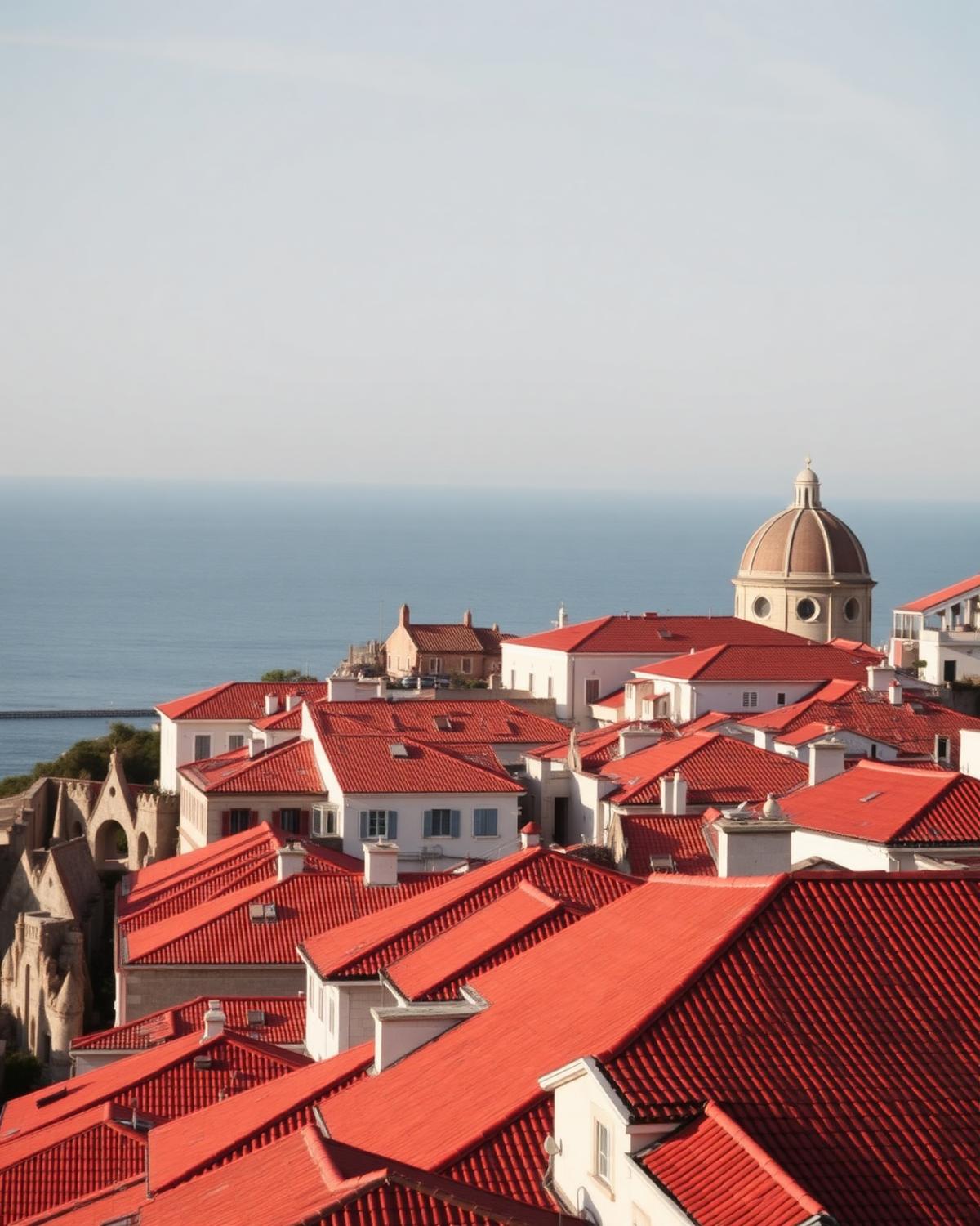 Blick auf die roten Dächer von Dubrovnik von der Stadtmauer aus