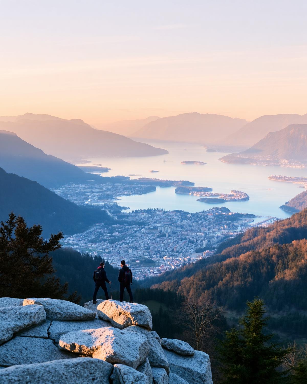 Blick vom Monte San Salvatore auf den Luganersee