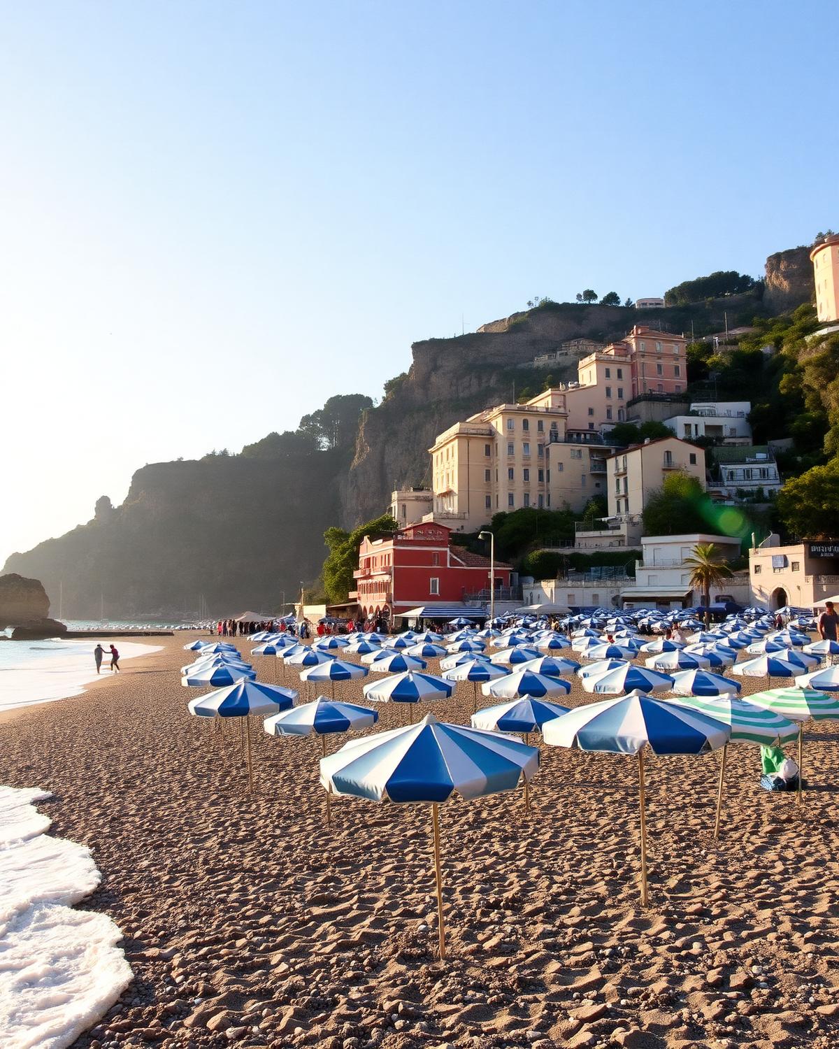 Strand von Monterosso mit bunten Sonnenschirmen